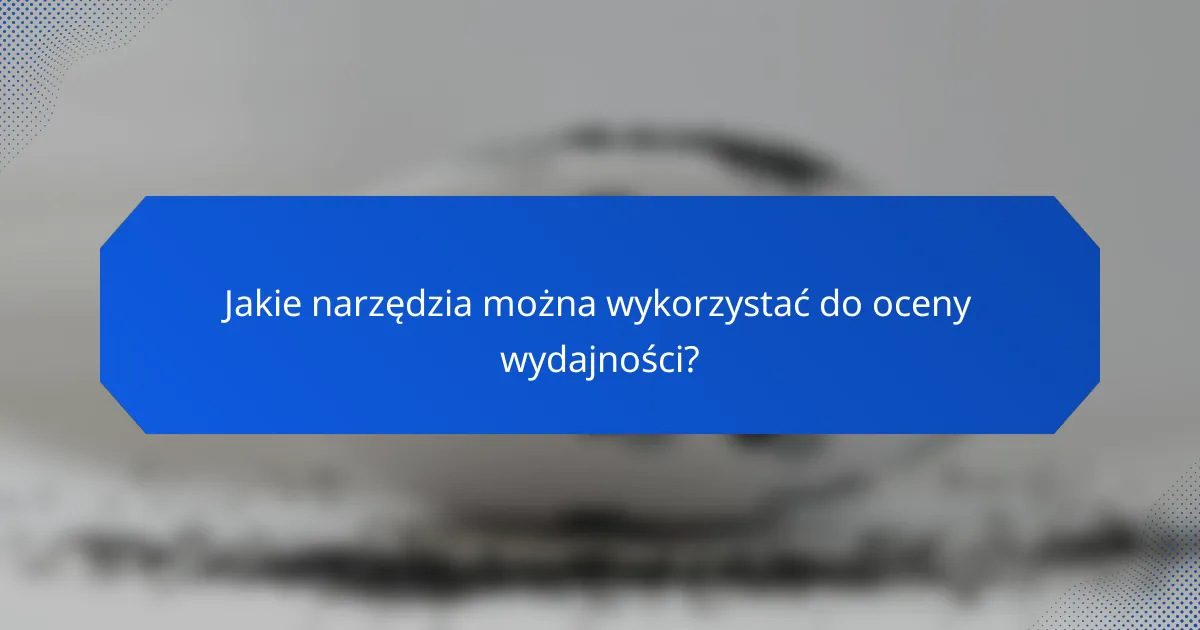 Jakie narzędzia można wykorzystać do oceny wydajności?