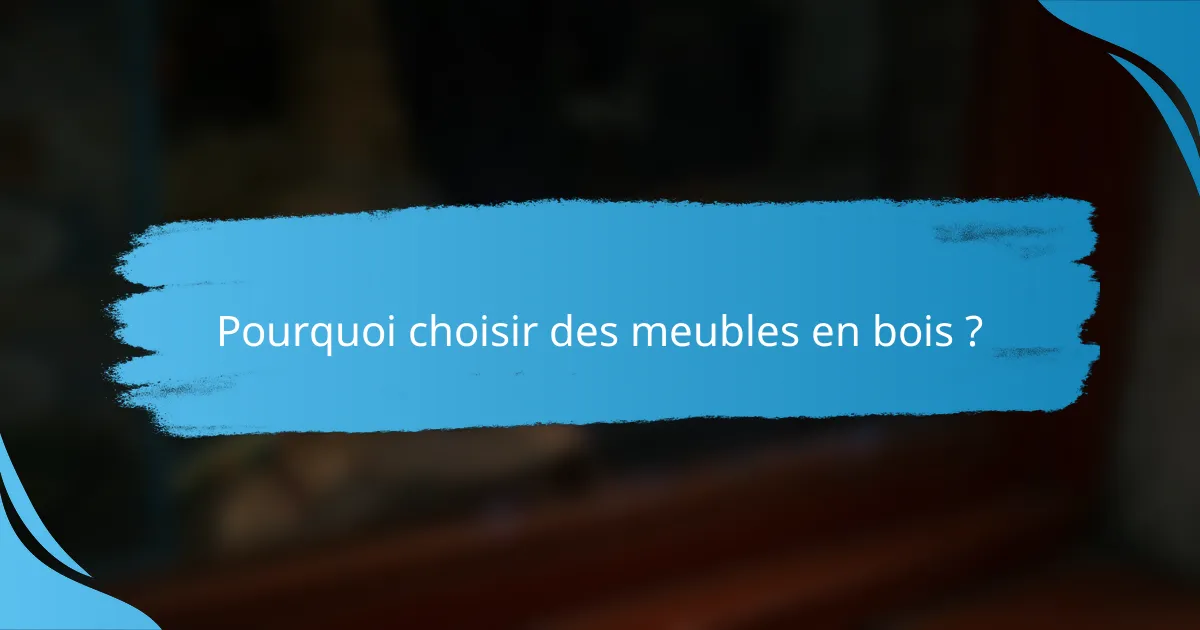 Pourquoi choisir des meubles en bois ?